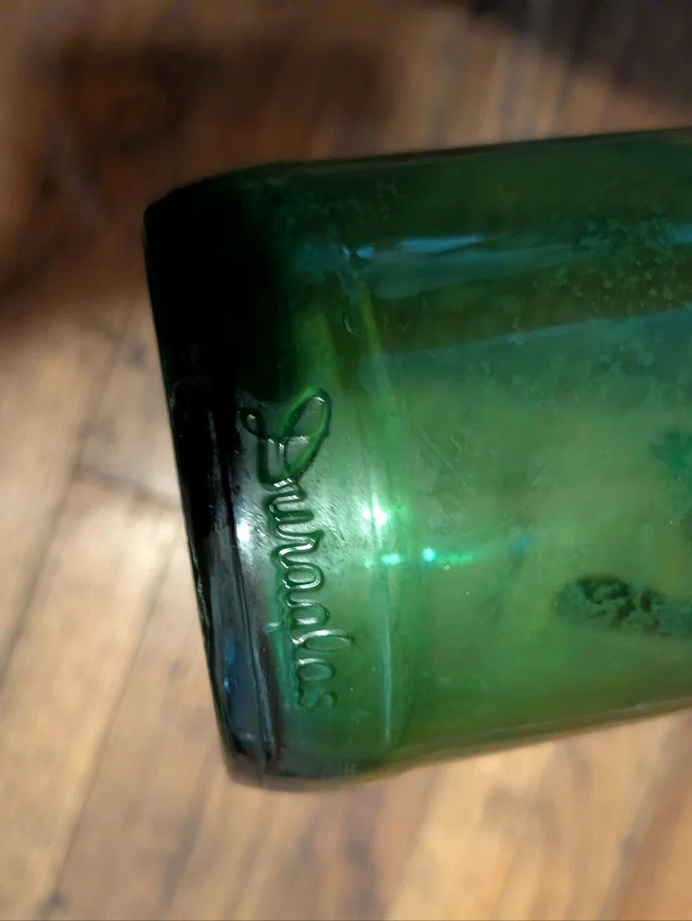 Hand-Blown Green Glass Bottle Vase for Home Accents